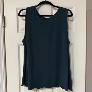 Halogen Scalloped SleevelessTop, Large, Teal